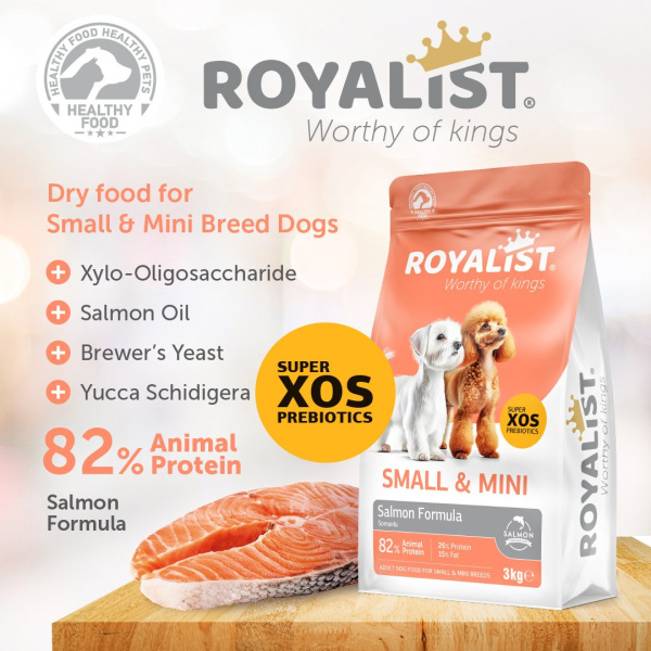 Royalist Küçük Irk Yetişkin Somonlu Köpek Maması 3Kg.